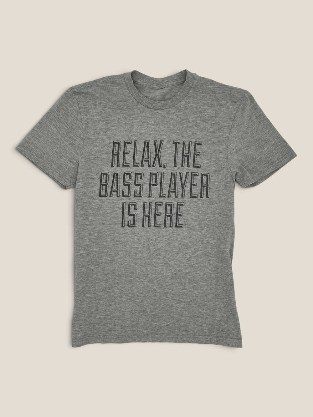 Relax The Bass Player Is Here Graphic Tee Unisex Small Heather Gray